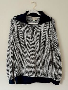 Anthropologie Saturday Sunday Chevron Half Zip Pullover, Blue Stripe – Small